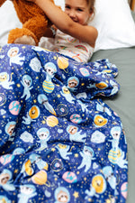novaline weighted blanket with cover minky astronaut child plays.JPG